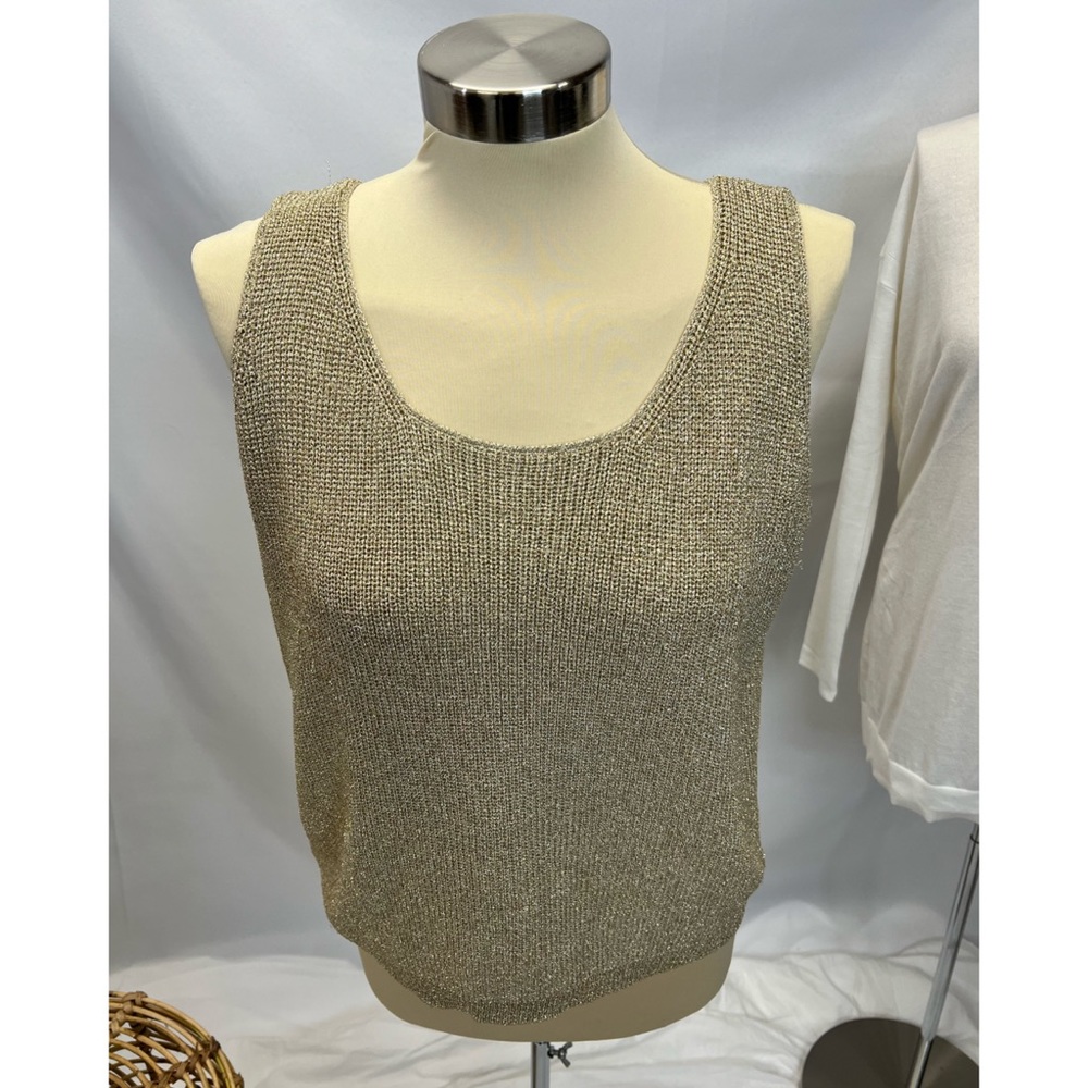 Marshall Rousso Knit Gold Sparkle Tank Top